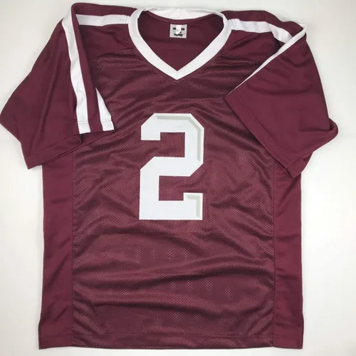 Vista 4 de Camiseta de fútbol universitario de Texas A&M de Johnny Manziel firmada y con COA de JSA, número 12, color granate, Heisman