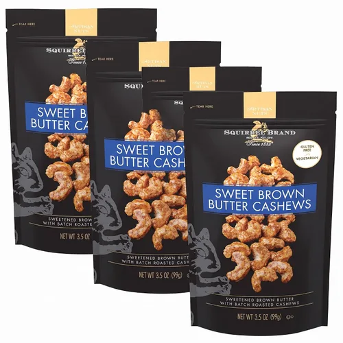 Vista 8 de Squirrel Brand Anacardos de chocolate con leche y mantequilla dorada, 3.5 onzas, bolsa resellable, sin gluten, aperitivos para adultos y niños