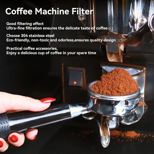 Vista 3 de Cesta de filtro de café de 2.008 in, 2 piezas, filtro de café de acero inoxidable para máquina de café expreso, cesta de filtro, taza, accesorios