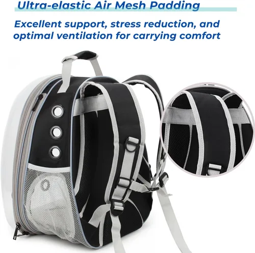 Vista 5 de Lollimeow Mochila transportadora para gatos, mochila expandible de burbujas para gatos y perros pequeños, mochila de viaje aprobada por aerolíneas
