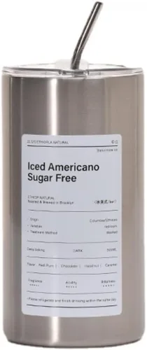 Vista 10 de Vaso térmico Iced Americano con popote de acero inoxidable, taza de café de viaje con palabras inspiradoras para hombres y mujeres (20 onzas, beige)