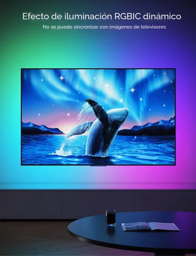 Vista 2 de Govee Retroiluminación LED para TV, tira de luces LED inteligentes RGBIC para televisores de 55 a 65 pulgadas, control de aplicación Bluetooth