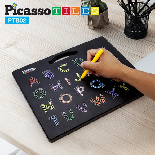 Vista 6 de PicassoTiles Tablero magnético del alfabeto + número + escritura de estilo libre, 2 en 1 ABC A-Z mayúscula y minúscula escritura letras letras