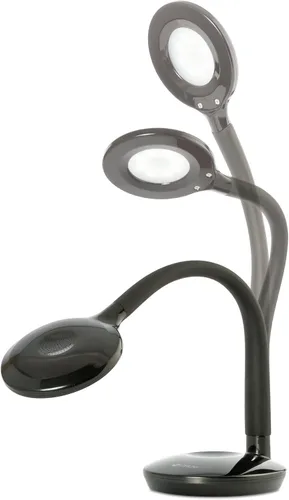 Vista 4 de OttLite D59PNB-FFP - Lámpara LED flexible de tacto suave, lámpara de escritorio, diseño de ahorro de espacio, ajuste flexible, regulable, 10.5 x