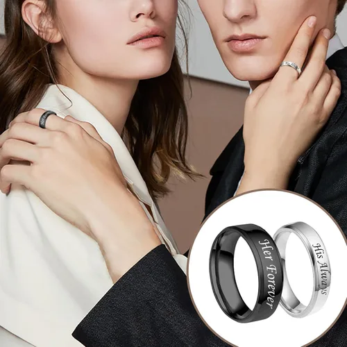 Vista 3 de MJartoria Collares a juego para parejas, para él y ella, con colgante de anillo grabado, aniversario, día de San Valentín, regalos para novios