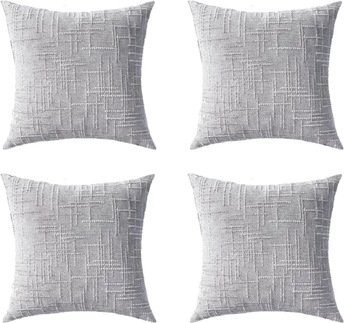 Vista 10 de Fundas de almohada decorativas de 18 x 18 pulgadas, juego de 4, suaves, sólidas, de estilo granja, fundas de almohada de chenilla para sofá, fundas