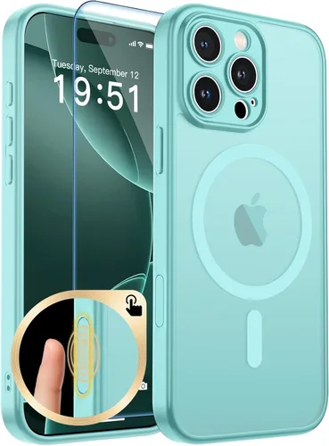 Vista 194 de zapica Funda magnética para iPhone Air, con protector de pantalla de vidrio templado, compatible con MagSafe, translúcida mate, a prueba de golpes