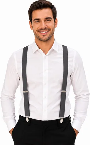 Vista 12 de Dibi Suspenders for Men Heavy Duty 1" Y-Back Adjustable Strong Metal Clips Negro