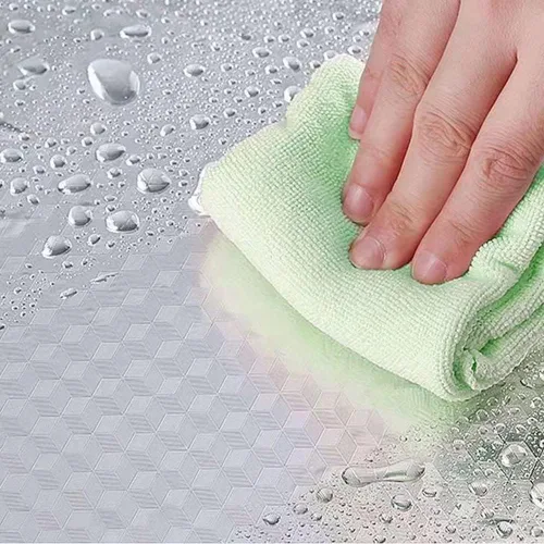 Vista 4 de Adhesivo de Papel de Aluminio Impermeable y Resistente al Aceite para Cocina, Papel Tapiz de Cuadros Despegable y Adhesivo, Papel Removible