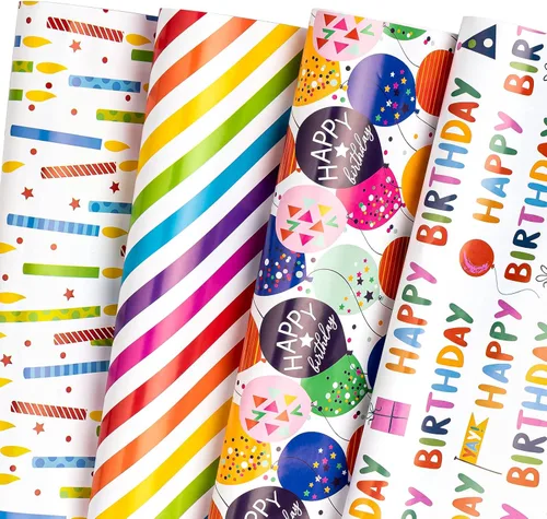 Vista 8 de WRAPAHOLIC Hoja de papel de regalo, 12 hojas con bonito diseño de animales para cumpleaños, vacaciones, fiestas, baby shower, 17.5 x 39.3 pulgadas