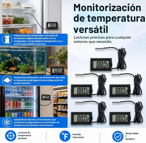Vista 6 de Termómetro digital LCD para refrigerador, 5 unidades, Fahrenheit