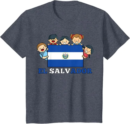 Vista 61 de Camiseta salvadoreña del Mes de la Herencia Hispana con la bandera de El Salvador para niños, Negro