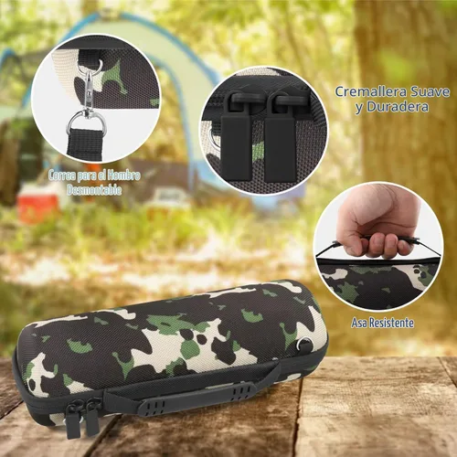 Vista 5 de co2CREA Funda de viaje rígida de repuesto para JBL Flip 7 Flip 6 FLIP 5 Altavoz Bluetooth portátil impermeable (funda de camuflaje negro)