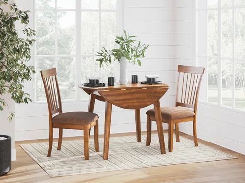 Vista 11 de Signature Design by Ashley Berringer Sillas de comedor con respaldo de husillo de 18" (juego de 2) – Marrón claro rústico con asiento acolchado