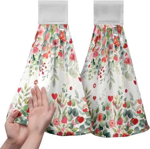 Vista 12 de Honey Bee - Juego de 2 toallas colgantes de cocina de verano con lunares y lazo para colgar, toallas de cocina de granja amarillas, suaves