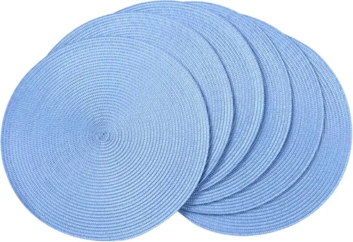 Vista 29 de AHHFSMEI Juego de 6 manteles individuales redondos trenzados de 15 pulgadas para mesas de comedor, tejido natural, resistentes al calor, color beige