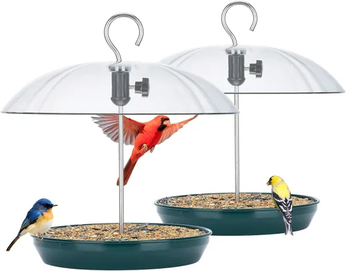 Vista 10 de Kingsyard - Comedero para pájaros con cúpula ajustable para colgar al aire libre