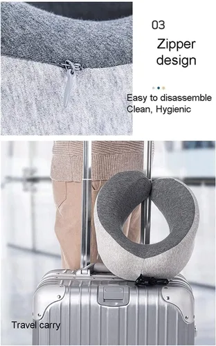 Vista 2 de JYYBN Almohada cervical para viajes, almohada cervical de viaje mejorada para avión 100% espuma viscoelástica pura para dormir y descansar la cabeza