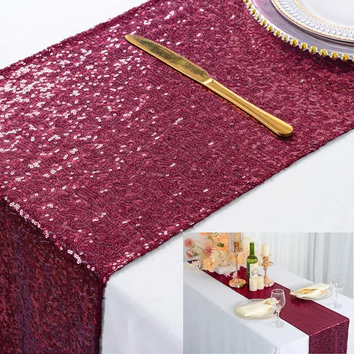 Vista 16 de ShinyBeauty - Camino de mesa rectangular con lentejuelas negras, de 12 x 72 pulgadas, para bodas, fiestas, decoración (12x72 pulgadas) (Negro)