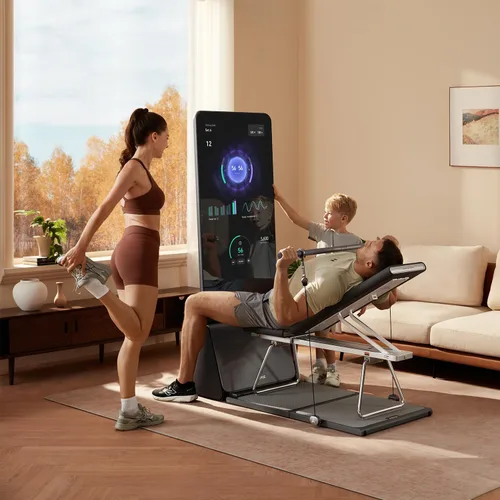 Vista 2 de AEKE Sistema inteligente de gimnasio en casa - Espejo de fitness K1: máquina de fitness todo en uno con IA para entrenamiento de fuerza de cuerpo
