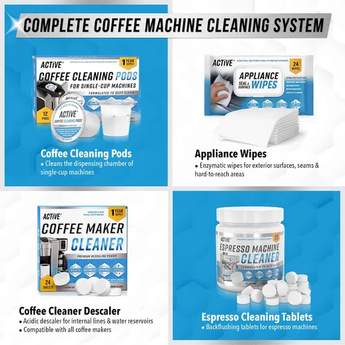 Vista 5 de ACTIVE Cápsulas de limpieza Keurig compatibles con K-Cup – Limpiadores de enjuague rápido para cafetera de una sola porción, kit de limpieza