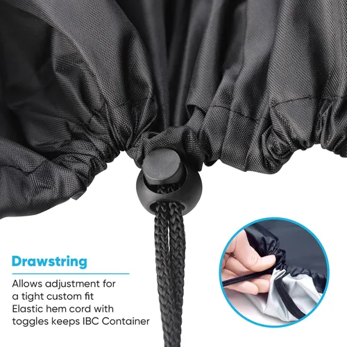 Vista 5 de NEVERLAND IBC - Cubierta de 275 galones 420D impermeable para tanque de 1. Negro (cubierta 420d)