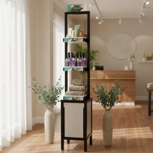 Vista 7 de Azar Displays, 655000, torre de exhibición al por menor con 3 niveles, estantes altos para cosméticos, soporte de exhibición de belleza