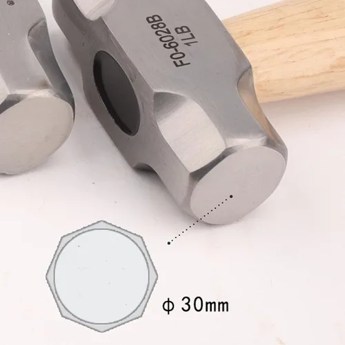 Vista 5 de Martillo octogonal de mango corto de madera maciza Pulido y textura única Cabeza de acero de alto carbono Tamaño 1LB Mini martillo FO6028B Martillo