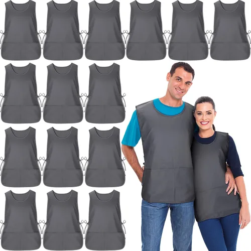 Vista 9 de Suhine delantal de zapatero con 2 bolsillos profundos y lazos laterales delantal unisex para trabajo en la cocina