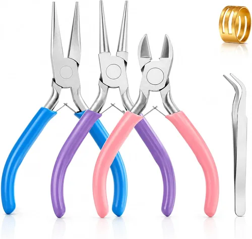 Vista 8 de 5 Pcs Jewelry Making Pliers Tools, Needle/Round/Chain/Bent/Zipper Pliers