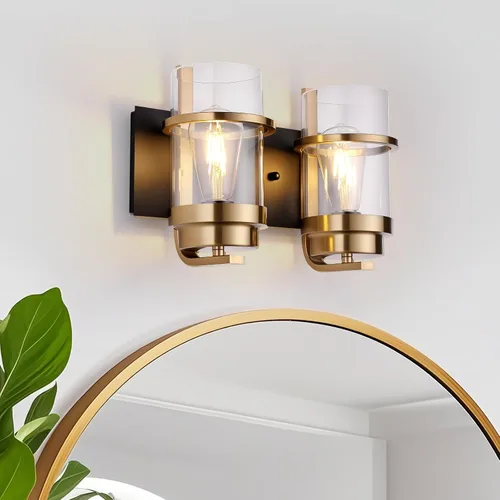 Vista 12 de Apliques de pared de color negro mate y latón, moderna lámpara de pared interior para chimenea, lámpara de pared de granja para baño, pasillos Negro