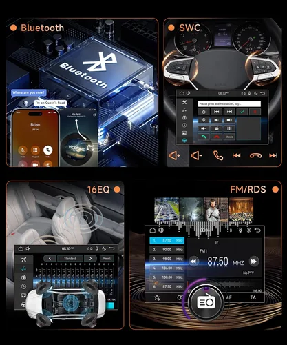 Vista 5 de MAHVEC Estéreo de automóvil de 10.4 pulgadas con CarPlay Android Auto, radio de pantalla táctil de rotación HD con Bluetooth, USB, Mirror Link, SWC
