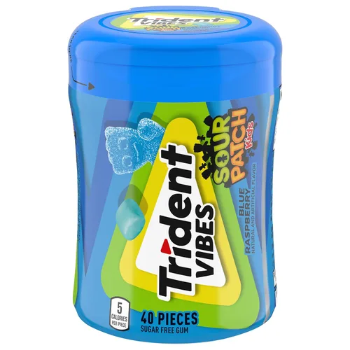 Vista 25 de Trident Vibes SOUR PATCH KIDS Redberry - Goma de mascar sin azúcar, botella de 40 piezas (paquete de 2)