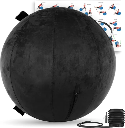 Vista 16 de Husband Pillow Exercise Ball, Cover with Pump for Yoga, Pilates, Fitness Balance Stability, Office Ball Chair Seat. Soft & Slip Resistant, Pro Guide