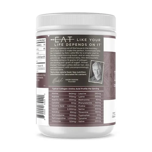 Vista 3 de Primal Kitchen Chai Tea Colágeno Keto Latte en polvo, mezcla de bebida de péptido de colágeno, 8.55 onzas