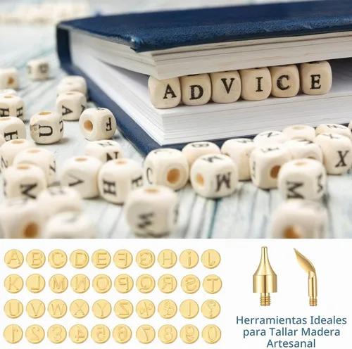 Vista 5 de Lothee - Kit de 43 letras de madera para quemar madera, herramientas de Alfanumérico