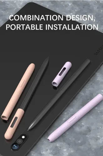 Vista 5 de Funda protectora texturizada para Galaxy Tab S6 Lite S Pen Case Holder, goma de silicona esmerilada a prueba de golpes, cubierta ultra fina Negro