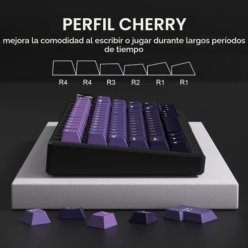 Vista 4 de dagaladoo Teclas PBT de doble disparo Púrpura, Teclas del teclado del Gradiente Púrpura