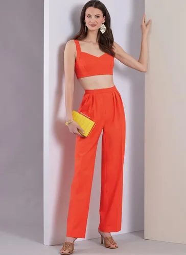 Vista 6 de Vogue Misses' - Brasier forrado, falda acampanada y pantalones con patrón de costura, código de diseño V1961, tallas 4-6-8-10-12