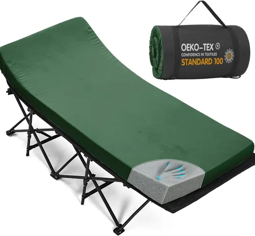 Vista 19 de CYMULA Colchón para Catre de Campamento de 2 pulgadas, Almohadilla para Dormir de Espuma Viscoelástica, Suave, Cálido, Antideslizante, Cubrecolchón