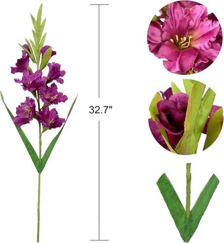 Vista 6 de Paquete de 6 plantas artificiales de orquídeas artificiales de seda, jarrón largo de seda, jarrón, mesa, cocina, hogar, jardín, fiesta, decoración