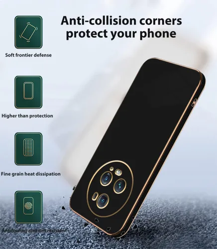 Vista 5 de Compatible con Honor Magic 5 Pro Funda de silicona rosa, chapado Honor Magic 5 Pro, funda delgada y suave a prueba de golpes (negro)