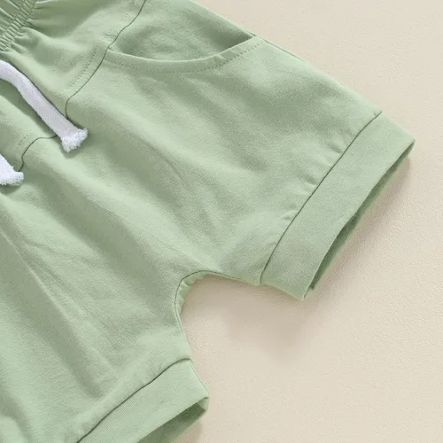 Vista 6 de Lucikamy Ropa para bebé niño pequeño, camiseta de manga corta para mamá y pantalones cortos de cintura elástica, trajes casuales para bebés