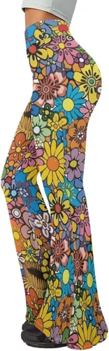 Vista 3 de Pantalones de yoga acampanados para mujer, corte de bota, cintura alta, leggings suaves como la mantequilla, pantalones de entrenamiento de pierna