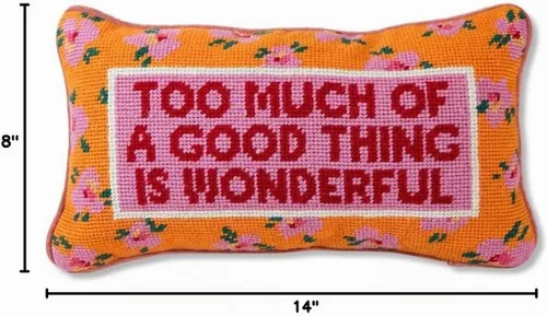 Vista 7 de FURBISH Needlepoint - Almohada decorativa – Demasiado – 8 x 14 pulgadas – Pequeña almohada bordada para cama, silla, sofá, decoración ecléctica