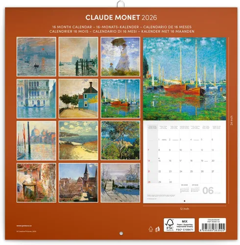 Vista 2 de Calendario 2025-2026 Claude Monet - Planificador de pared impresionista, organizador de obra maestra, calendario colgante de 16 meses, septiembre