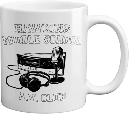 Vista 2 de Haase Unlimited Hawkins Middle School AV Club - Taza de 11 onzas
