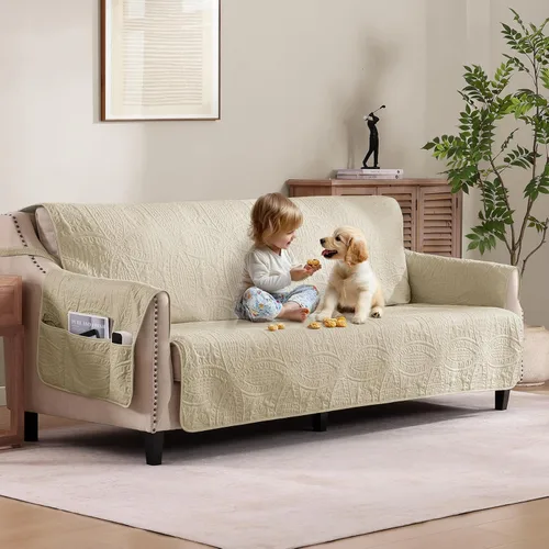 Vista 22 de Fundas acolchadas beige para sillas reclinables, impermeables, fundas para sillas reclinables para niños perezosos, fundas reclinables que admiten