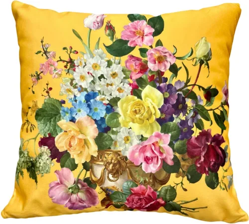 Vista 64 de Funda de cojín floral ligera de lujo, 18 x 18 pulgadas, pintura al óleo retro victoriana de doble cara, fondo negro, flor vibrante, funda de cojín