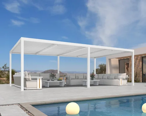 Vista 46 de PURPLE LEAF - Pérgola al aire libre con listones 10 x 12 pies de aluminio blanco con toldo rígido moderno y ajustable para patio, jardín